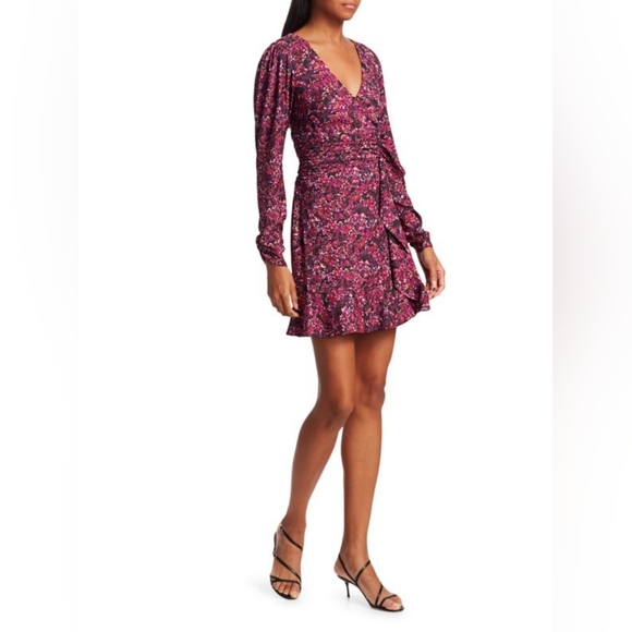 Parker Alison  Floral Long Sleeve Ruffle Dress Dress 0 - Picture 2 of 7